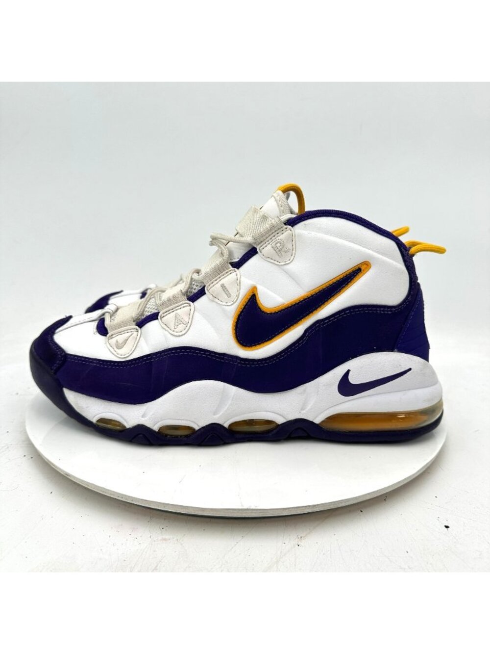 Nike Air Max Uptempo Lakers Derek Fisher Men Sz 10 311090-103 White Purple Shoes
